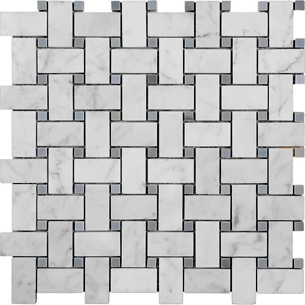 Basketweave Carrara Mosaic Bardiglio Dot