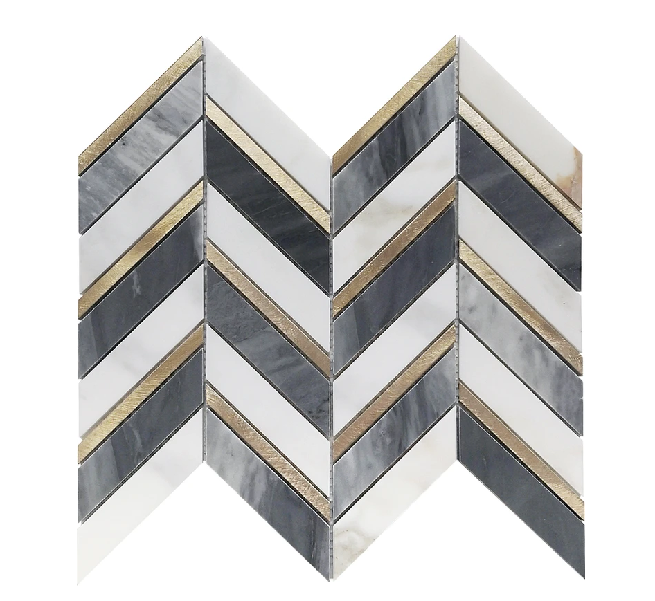 Chevron Metal Bardiglio | Bardiglio Mosaic Tile | Aston Design Studio