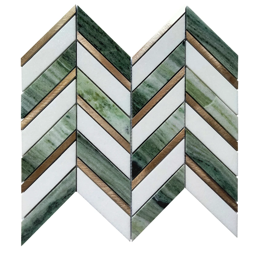 Chevron Metal Thassos | Thassos Mosaic Tile | Aston Design Studio