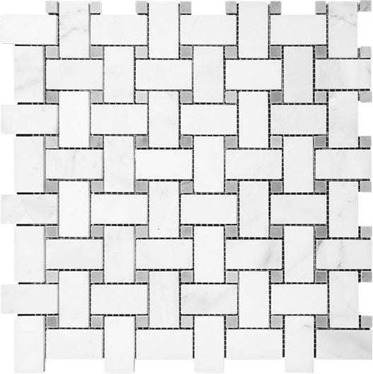 Basketweave Eastern White Mosaic Bardiglio Dot