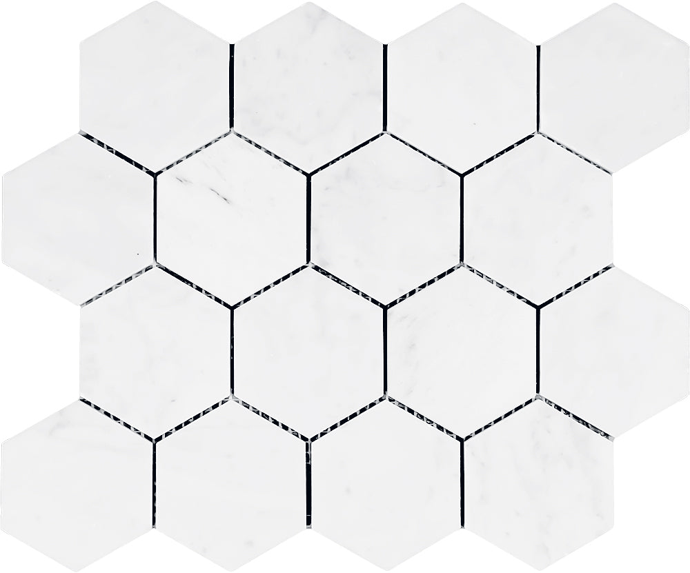 Hexagon Eastern White Mosaic 3 inch