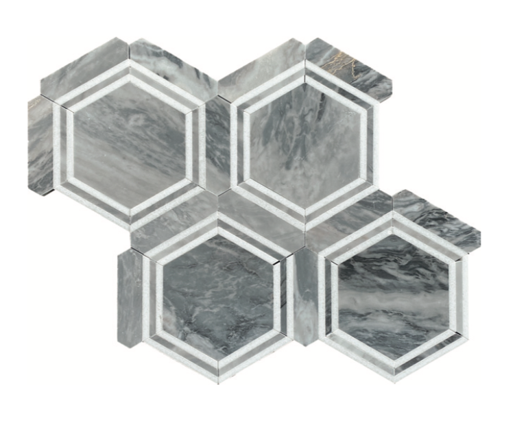 Bardiglio Hexagon Tile | Bardiglio with Thassos | Aston Design Studio