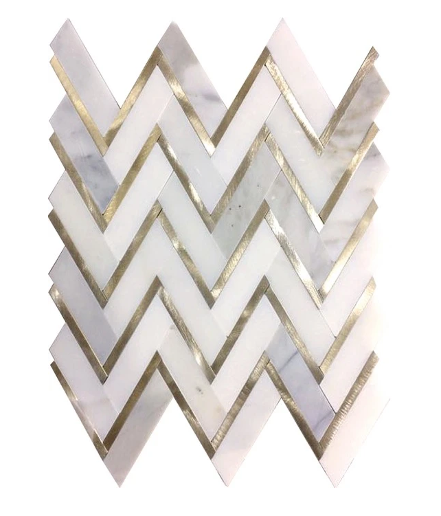 Herringbone Metal Gold with Calacatta
