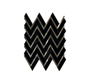 Herringbone Metal Gold with Nero Marquina