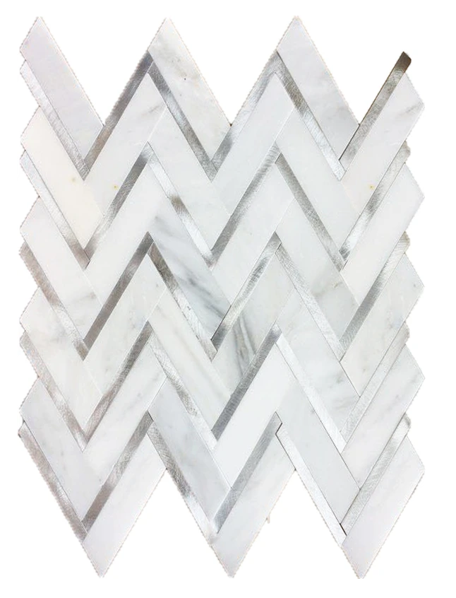 Herringbone Backsplash Tile | Metal Herringbone | Aston Design Studio