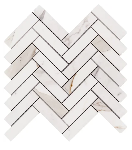 Herringbone Calacatta Gold Mosaic 1 x 4