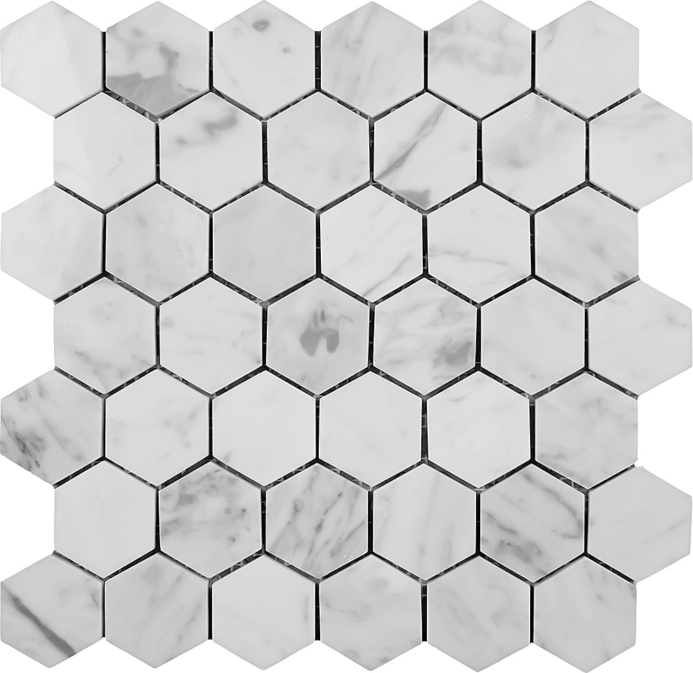 Hexagon Carrara Mosaic 2 inch