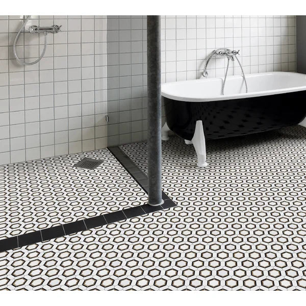 Hexagon Metal Thassos Nero and Brass