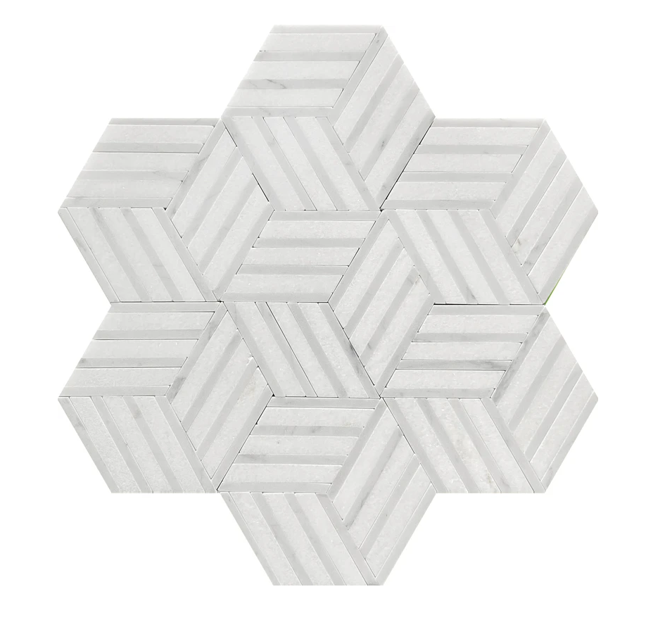 Novi Hexagon Mosaic Thassos with Carrara