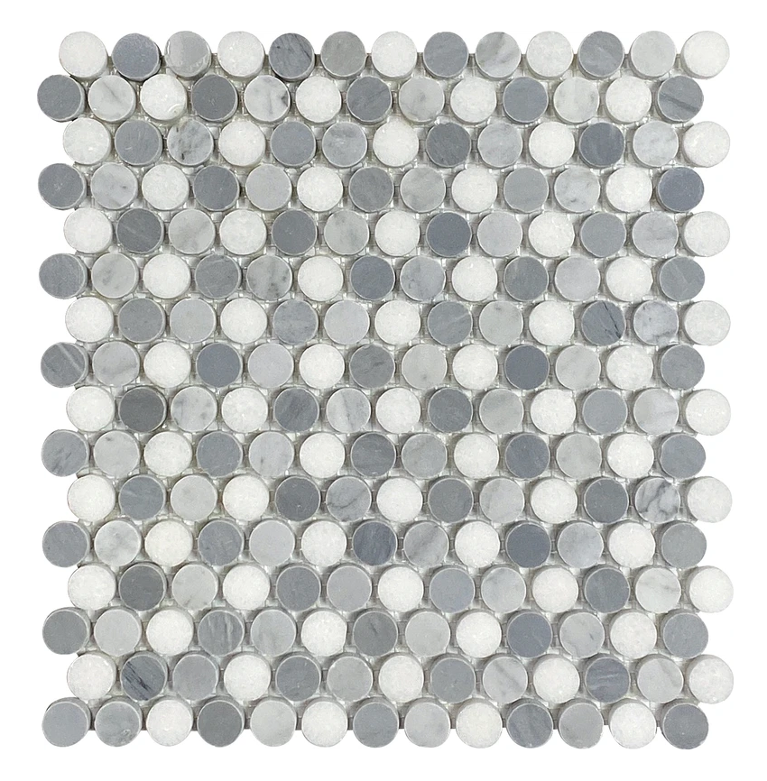 Penny Round Blend Carrara Bardiglio and Thassos