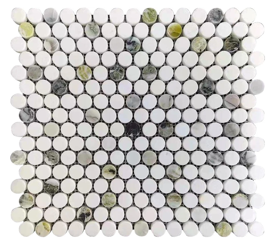 Penny Round Blend Emerald and Thassos