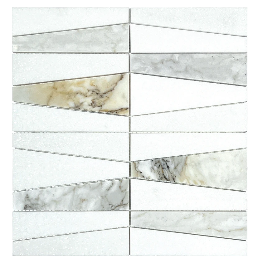 Trapezoid Calacatta Gold and Thassos Mosaic