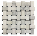Statuary Calacatta Basket Weave with Black Dots