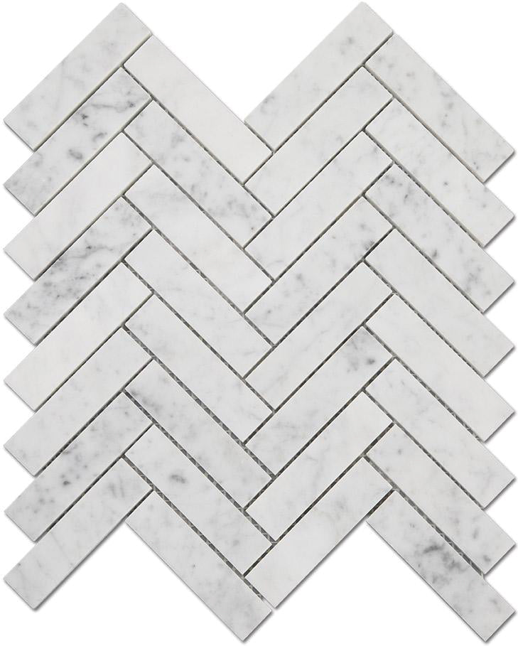 Herringbone Bianco Carrara Mosaic 1 X 4