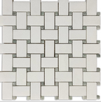 Thassos Basket Weave with Ming Green Dots